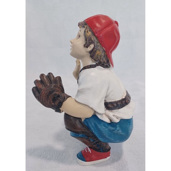 DECORATIVE BASEBALL BOY SCULPTURE FIGURES CATCHER~BATTER~PITCHER - Picture 12 of 15